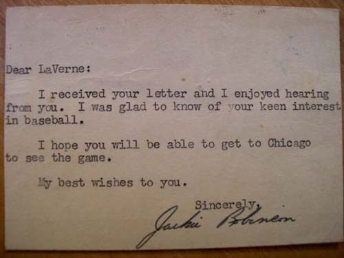 Jackie Robinson Autographed/Hand Signed Note