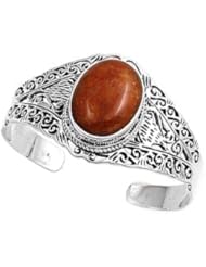 Sterling Silver Brown Turquoise Bangle Bracelet