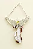 Angel with Red Ribbons Stained Glass Suncatcher (6 inch)
