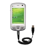 Coiled Power Hot Sync and Charge USB Data Cable w/ Tip Exchange for the HTC P3600 - Gomadic Brand