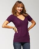 V-Neck Cable Knit Tunic Sweater - Web Exclusive