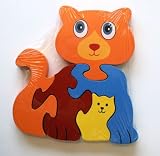 Under 3′s Toys : Large Cat wooden Puzzle