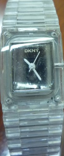 Womens DKNY all Clear See thru Plastic Band Stylish Dress Rare Watch NY4165