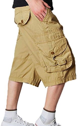 YOMEN Men's Cotton Vintage Military Work Cargo Shorts-khaki-42