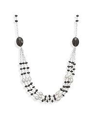 18" Smoky Quartz and Cultured Freshwater Pearl Necklace