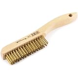 Forney 70519 Wire Scratch Brush, Brass with Wood Shoe Handle, 10-1/4-Inch-by-.012-Inch