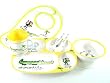6 Piece Set Baby Cie La Jungle: Jungle Yellow Melamine Colorful Melamine Dinnerware with wording
