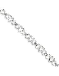 Sterling Silver Diamond Heart Bracelet
