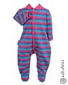 Bright Bots Baby Girl Striped Yarn Dye Babygrow in Pink/Purple/Turquiose size 6-12 months