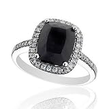 Black Onyx and Diamond Ring 1/5ctw
