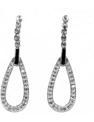 Drop Earrings 0.6ct Diamonds 14K White Gold pear shaped Vintage Earrings