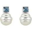 14K White Gold Paspaley South Sea Cultured Fine Circle Pearl and London Blue Topaz Earrings - 11.00mm