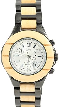 Women's Wooden Watch Maple Wood Black-Tone Date Quartz Handmade Wood Watch
