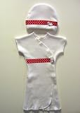 White Gown Set with Red Polka Dot Trim (Four preemie and newborn sizes)