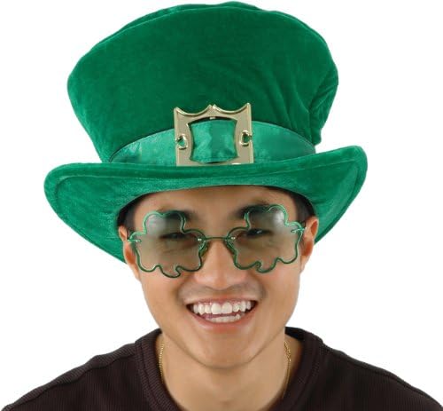 Leprechaun Hat *** Product Description: Wide, Soft, Velvet Green Topper With Satin Band And Buckle. Great For St Patty'S Day! Fabric Lining, Velcro Size Adjuster. Fits Adults With 57-61Cm Heads (23.5In) ***
