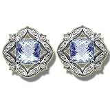 .16 CT 2-5MM CHECKERCUT AQUA EARRING