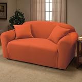 Stretch Jersey Loveseat Slipcover in Tangerine