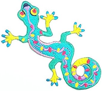 Green Lizard Gecko Salamander Jacket T-shirt Patch Sew Iron on Embroidered Applique Badge for Collection with Free Shipping By Botan