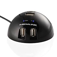 Medialink - 7-Port High Speed USB 2.0 Powered Hub - NEW Desktop Design w/Weighted Base