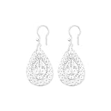 Sterling Silver Filigree ''Dangling Teardrop'' Earrings