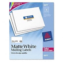 Avery 6871 White laser labels for color printing, 1-1/4 x 2-3/8 label, 450 labels/pack