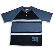 Dogwood Clothing - Boys Short Sleeve Henley Striped Tee Shirt, Blue, Navy, Light Blue