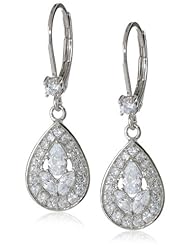 Platinum-Plated Sterling Silver White Multi-Stone Cubic Zirconia Earrings