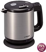 飲みたいときにサッと沸く! TIGER 電気ケトル 0.6L(ステンレス調ボディ)ブラック PCA-A060-K