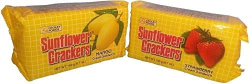 Sunflower Cracker Snack Pack Bundle - Two Items: One Pack Strawberry Cream and One Pack Mango Cream
