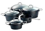 Fissler Topfset Black Edition 5-teilig, Aluguss silber