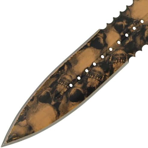 Death Apocalyptic Zombie Hunter Fixed Blade Dagger Knife-Tan with Skulls