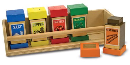 Childrens Toyshop  Toys : Melissa & Doug Deluxe Wooden Spice Rack Set