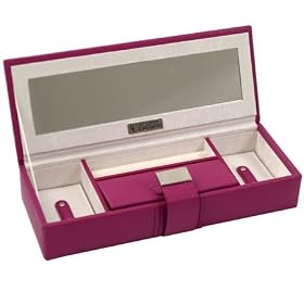 Vibrant pink colored leather safe deposit box by Wolf Designs