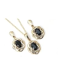 Peninsula Jewellery 9Ct Gold Sapphire Celtic Pendant And Drop Earring Set