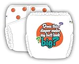FuzziBunz Diaper Talk Elite One Size Cloth Diaper (Butt Look Big, White)