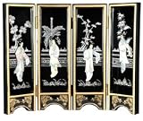 Asian Art, D&eacute;cor & Gifts - 18" Mini Chinese Black Lacquer Table Screen - 2 Color Choices