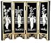 Asian Art, D&eacute;cor & Gifts - 18" Mini Chinese Black Lacquer Table Screen - 2 Color Choices