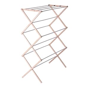 Household Essentials Folding Wood Clothes Drying Rack, Pre assembled