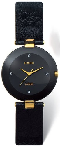 Rado R22828715 Coupole Mens Watch - Black Dial Black Tone Ceramic Quartz