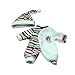 Mingao 14 Inches High Simulation Baby Doll's Clothes Blue Stripes Rompers Suit with Hat