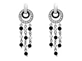 9ct White Gold Black Onyx Pearl And Diamond Earrings