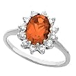 14K White Gold Mexican Fire Opal and Diamond Ring