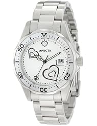Invicta Womens 12286 Pro Diver Silver Heart Dial Stainless Steel Watch