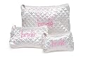 Mud Pie Wedding I Do Quilted Satin Cosmetic Bags, Bride, White and Pink