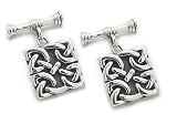 Square Celtic Knot Chain and Bar Cufflinks Sterling Silver Cuff Links