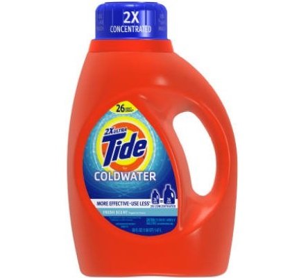 Tide coldwater detergent - Fresh scent ingredients include biodegradable surfactants (anionic and nonionic) and enzymes. (037000468653)