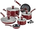 T-fal C912SE / C514SE Excite Nonstick Thermo-Spot Dishwasher Safe Oven Safe PFOA Free Cookware Set, 14.5-Piece, Red