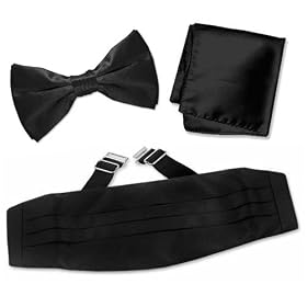 Black Pretied Bow Tie by Elite Solid black silk cummerbund sets