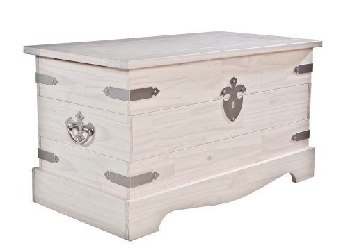 Ambientehome 57106 Truhe Jugan Kiefer massiv wei&szlig; lasiert und seidematt lackierte Oberfl&auml;che T/B/H 51.5 x 96 x 56 cm