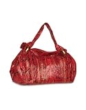 Ghibli Red & Gold Reptile Leather Large Satchel Bag